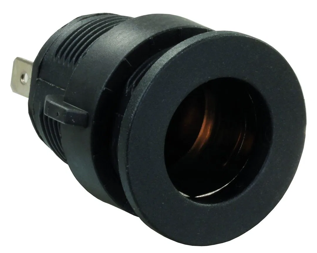 15105 – JR PRODUCTS Power Port Socket, For 12 Volt Charging 1-1/8 Inch Mounting Hole 1-7/16 Inch Outside Dimension Bl...